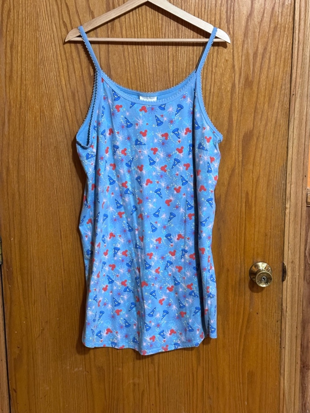 Disney Light Blue Printed Tank nightie  sz xl with Red Mickeys